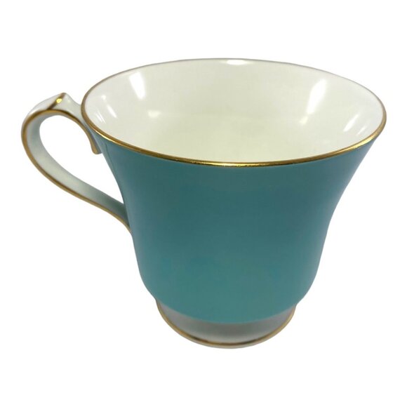 Aynsley Bone China Company Vintage Teacup & Saucer Set Turquoise Gold Trim - Picture 3 of 9